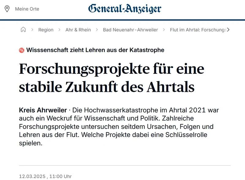 Forschungsprojekte Ahrtal - General-Anzeiger